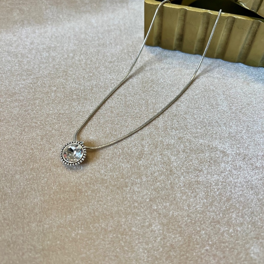 Silver tone large CZ necklace - Picture 3 of 6
